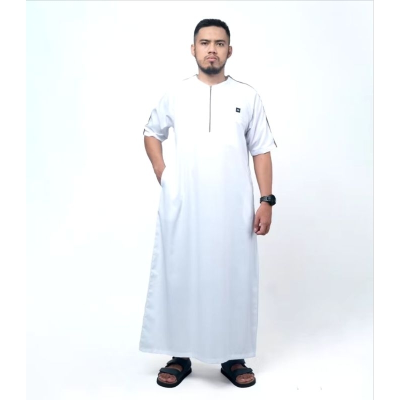 Jubah Ummah Dewasa - Gamis Pria Dewasa lengan Pendek Resleting