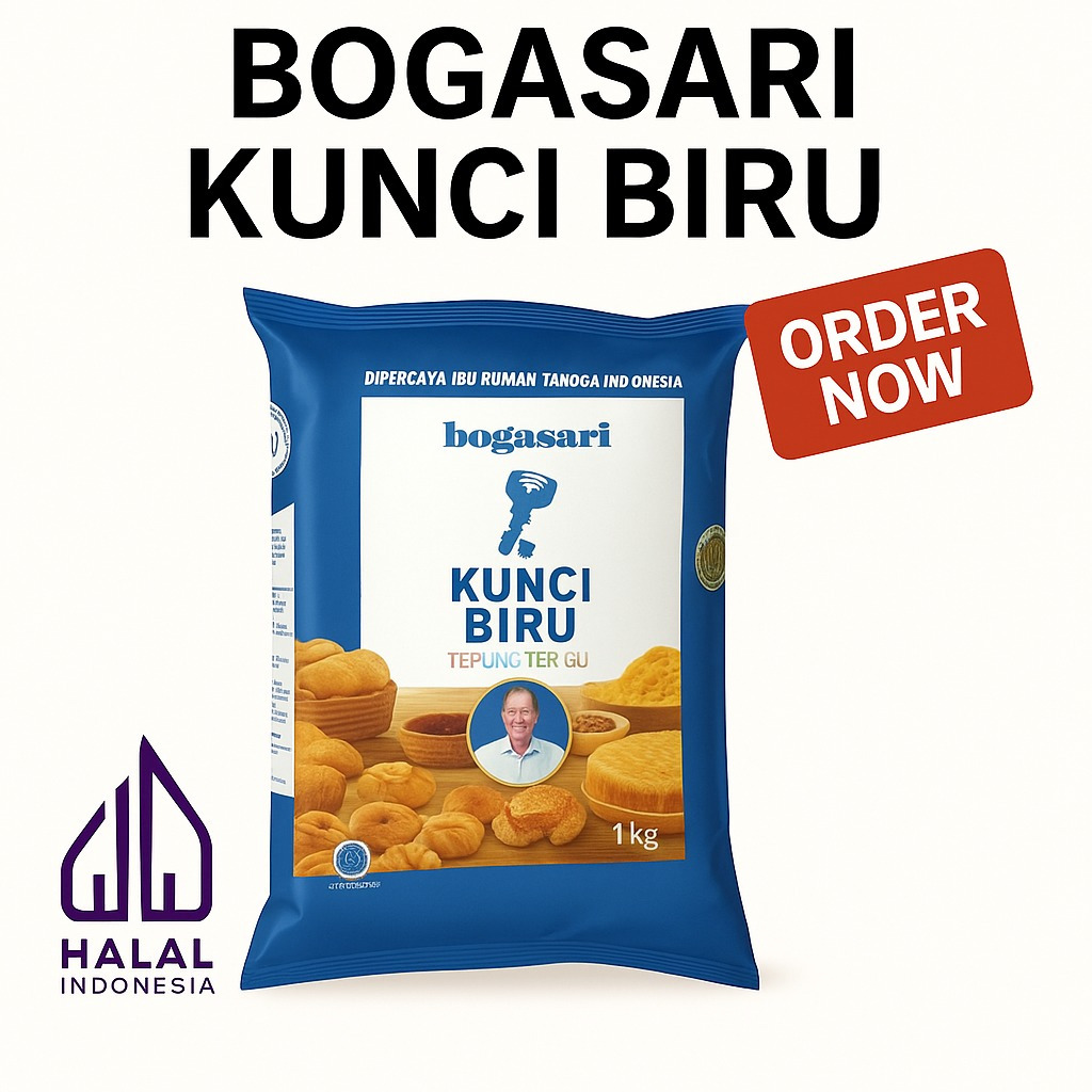 

TEPUNG TERIGU SEGITIGA BIRU 1 KG - BOGASARI SERBA GUNA PROTEIN SEDANG HALAL