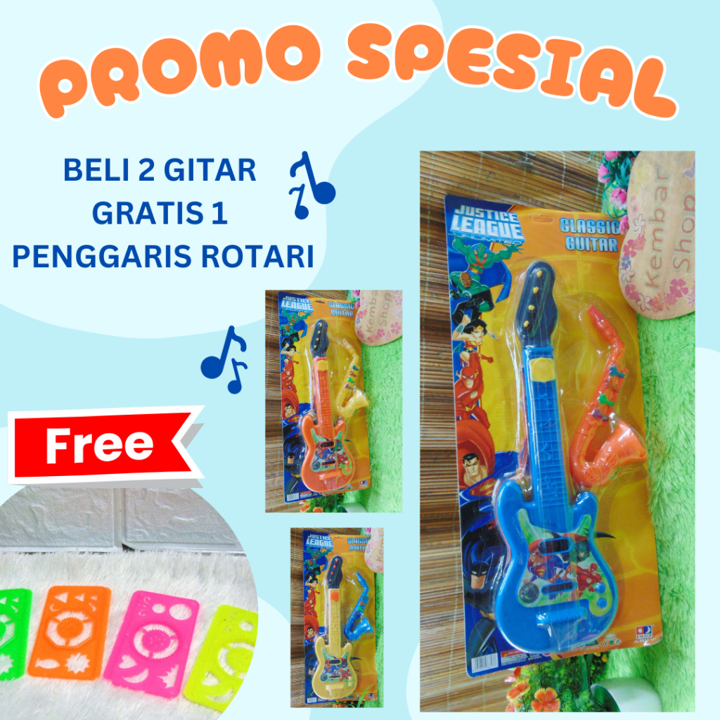 [BELI 2 GRATIS 1 PENGGARIS ROTARI] JL-8817SX Classic Guitar Gitar 2in 1 Mainan Gitar-Gitaran Anak Pl