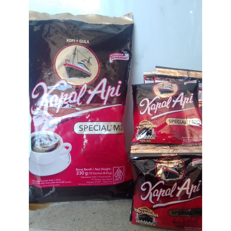 

Kopi Kapal Api spesial mix kopi + gula 230g (1rtg 10 sachet@23g)