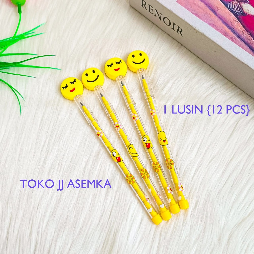 

12 PCS PENSIL SUSUS EMOJI LUCU IMUT KARAKTER ALAT TULIS SEKOLAH TERMURAH COD