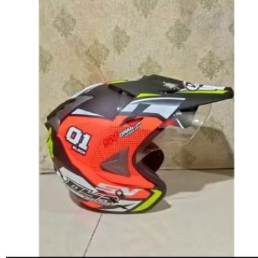 helm semi cross orange/ijo