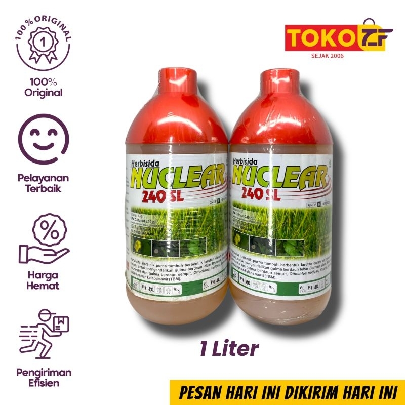 [NUCLEAR 1 L] Obat Rumput Herbisida Glifosat 1 Liter | Racun Rumput Sistemik Lambat Mati 1Liter