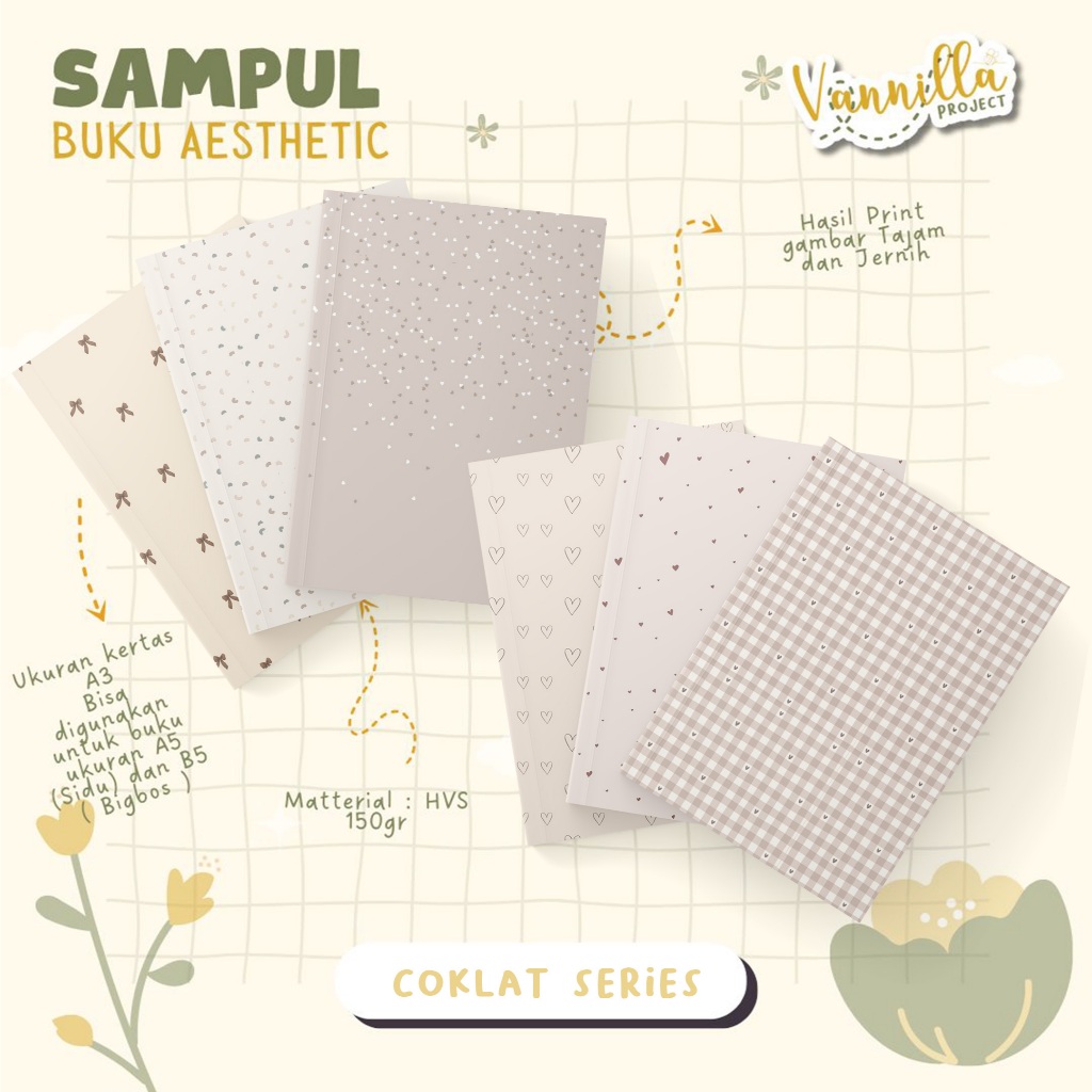 6 LEMBAR SAMPUL BUKU AESTHETIC WARNA COKLAT BROWN