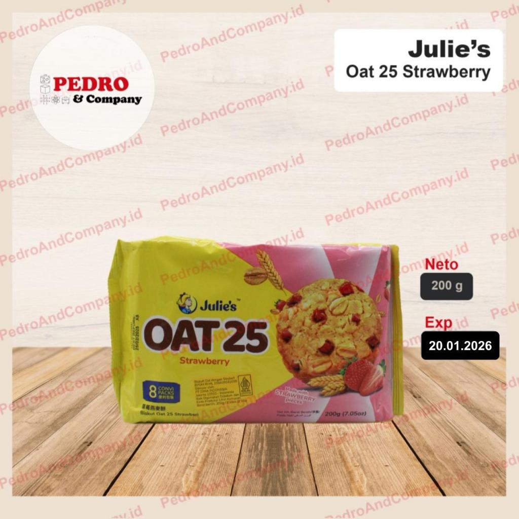 

Julies biskuit biscuit oat 25 strawberry 200 gram - stoberi