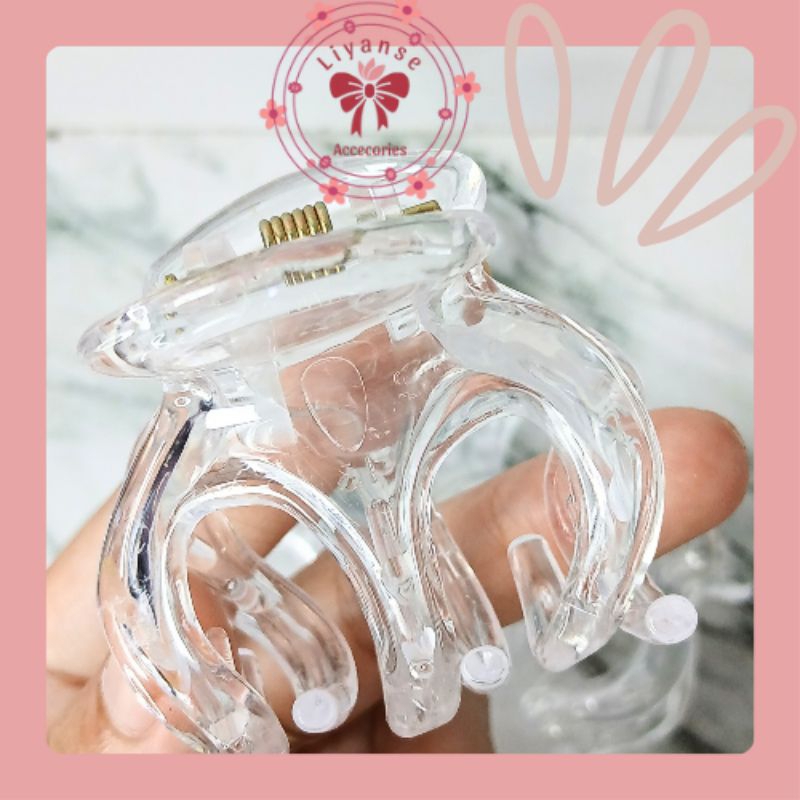 Jedai Rambut Cakar 3 warna putih bening (isi 12pcs) / Jedai bening 5cm isi 12 pcs gigi 3 / Salon jed