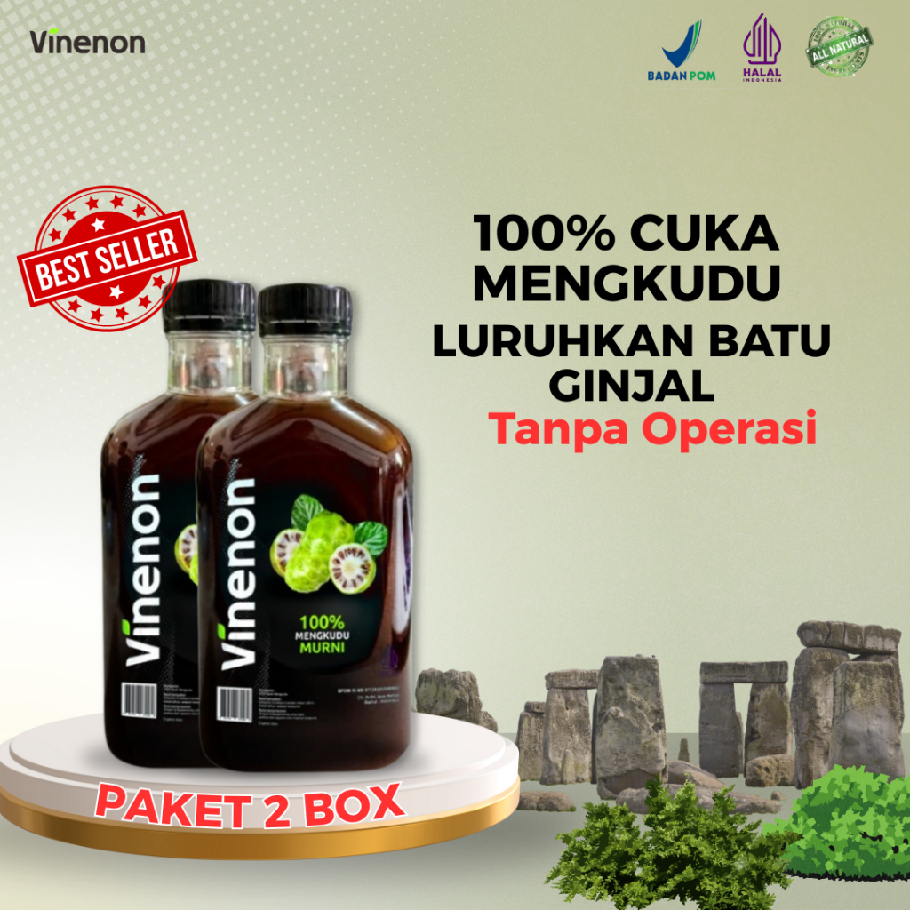 

VINENON - Paket 2 Box Cuka Mengkudu Asli Mengobati Ginjal & Rematik dalam 7 Hari - BPOM & Halal