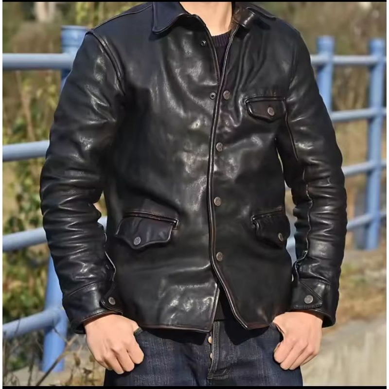 Jaket kulit pria asli sapi srangken original 100% - Oxhide31