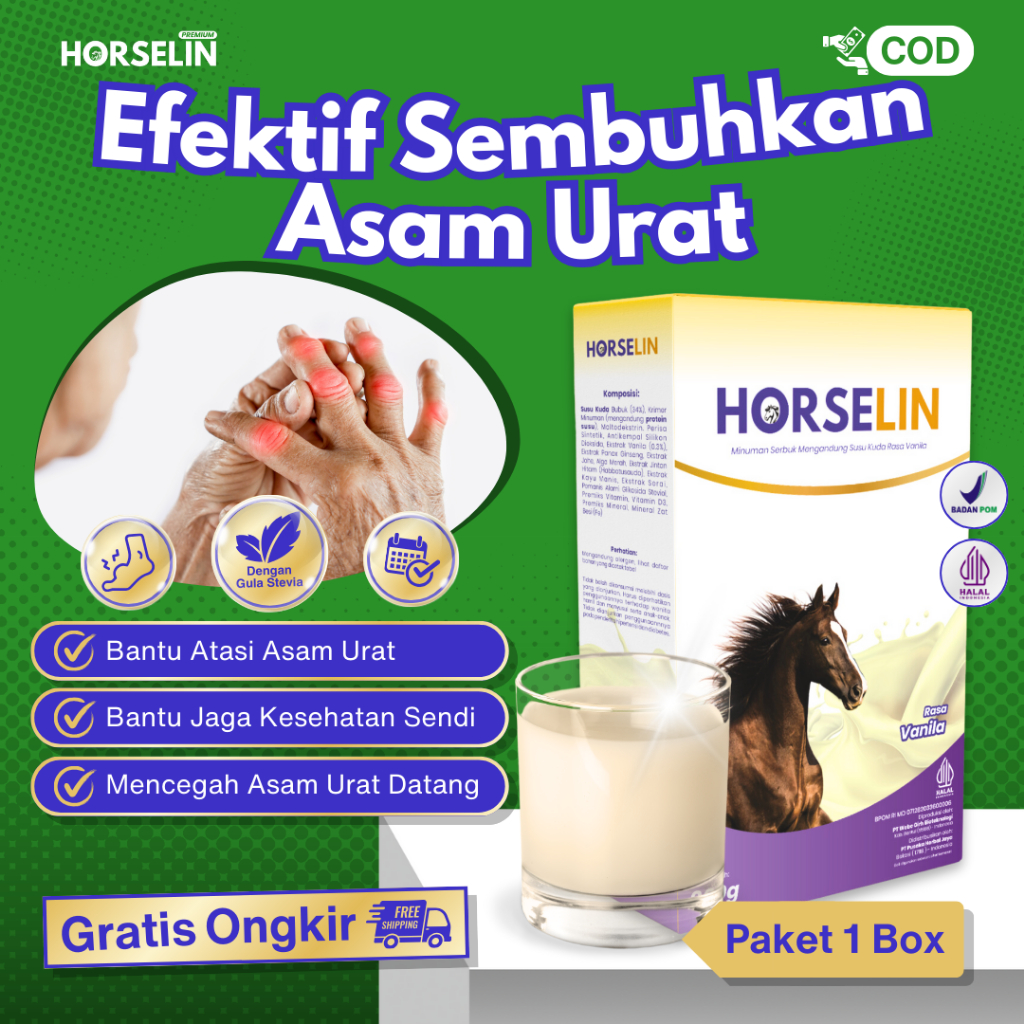 

Obat Asam Urat Susu Kuda HORSELIN atasi Asam Urat Sudah Bersertifikat Halal MUI dan BPOM (200gr) Susu Bubuk