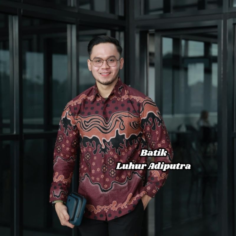 kanigara burgundi kemeja batik pria furing katun premium Luhur Adiputra