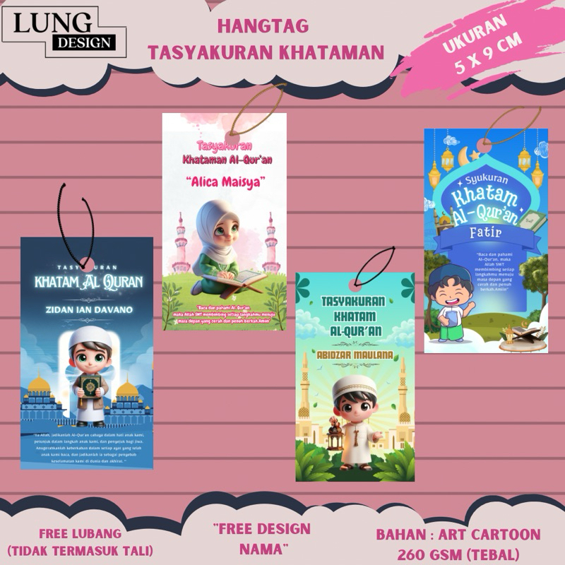 Hangtag Tasyakuran Khatam Quran/ Stiker Syukuran Khatam Quran Request Foto Anak / Tasyakuran Tamat A