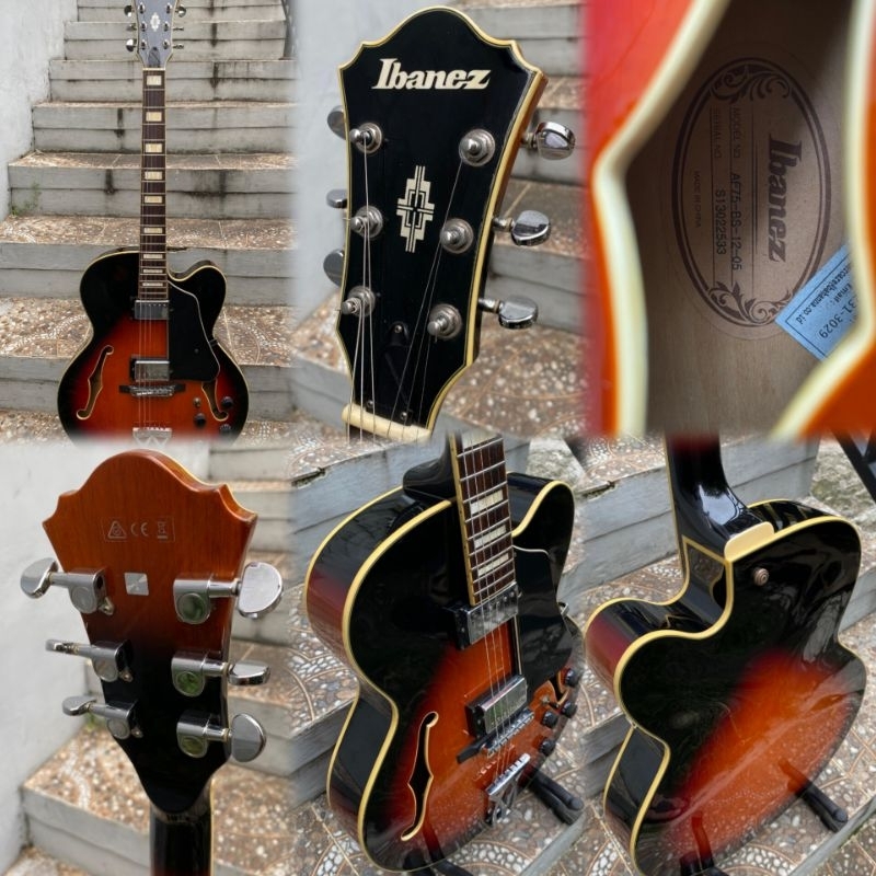 IBANEZ GITAR AF75-BS BROWN SUNBURST HOLLOWBODY