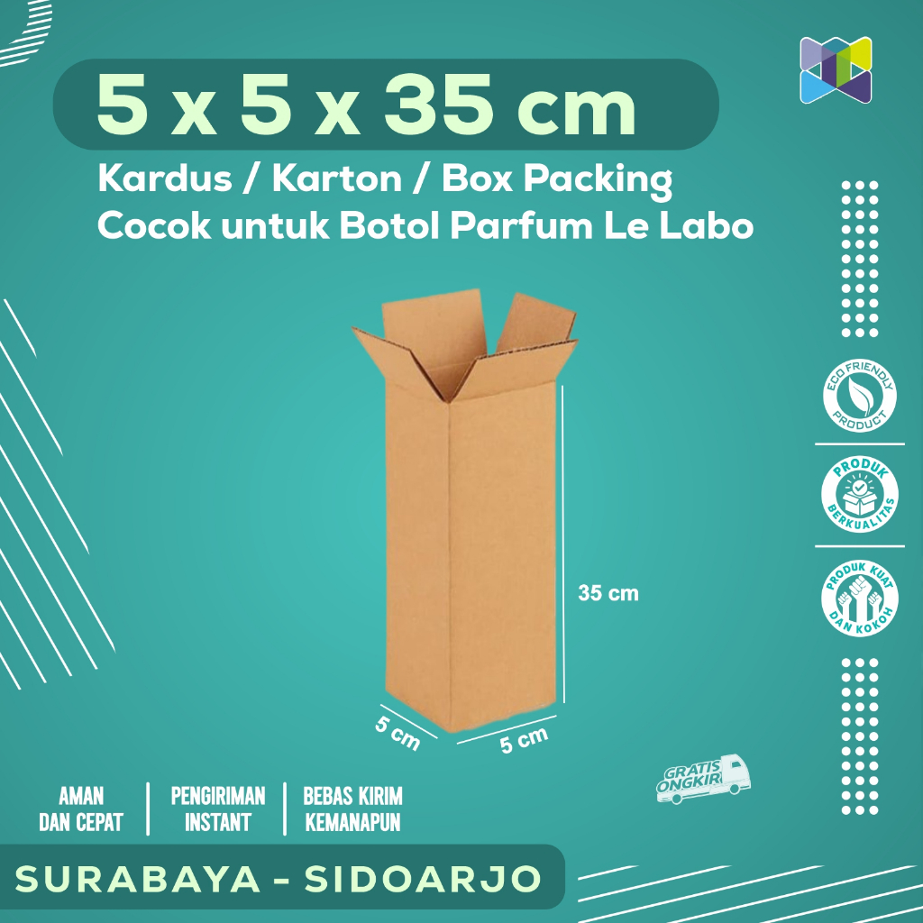 

Kardus Packing 5x5x35 cm/ Karton / Box Packing cocok untuk botol parfum, Aksesoris, Skincare, Pakaian, Elektronik, Barang Pecah Belah, Dokumen, Buku , Alat Rumah Tangga dengan Harga Terjangkau