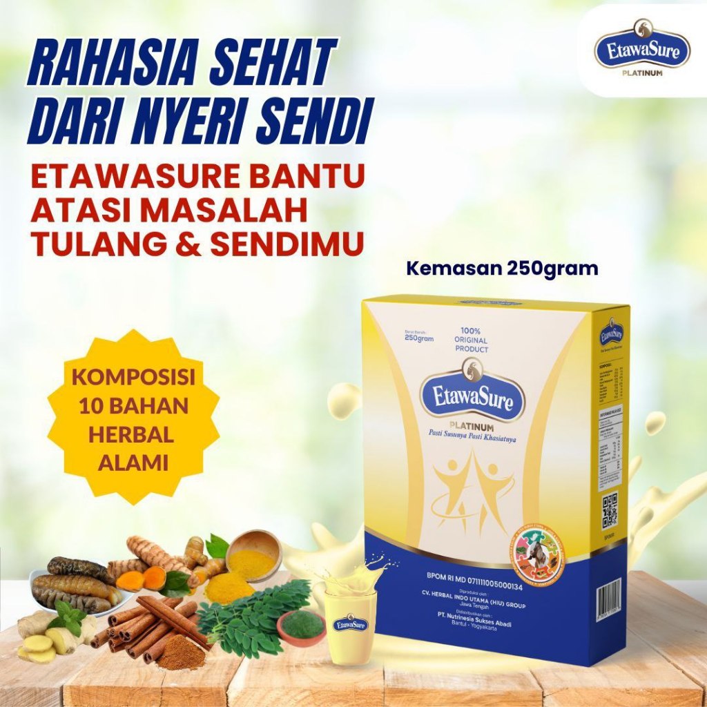 

PAKET 1 BOX SUSU Etawasure Paket Sembuh Susu Sendi Atasi Radang Sendi Nyeri Tulang Osteoporosis Osteoartritis Pengeroposan Tulang Susu Kambing Etawa Kesehatan Susu Bubuk Murni Original Ettawa 100 Ori Susu Asam Urat Etawasure Platinum