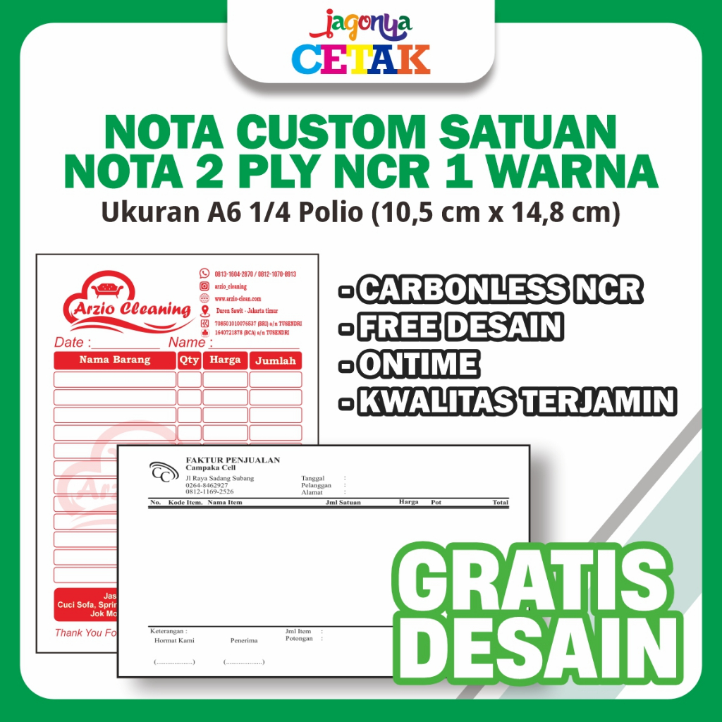 

NOTA CUSTOM SATUAN MURAH _NCR_2PLY_1 WARNA A6