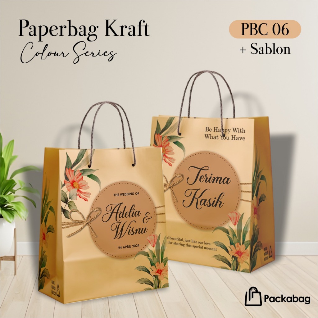 

Cetak Paper Bag Custom Sablon Nama | Tas Souvenir Pernikahan Hajatan & Hampers Murah - Minim 200 Pcs