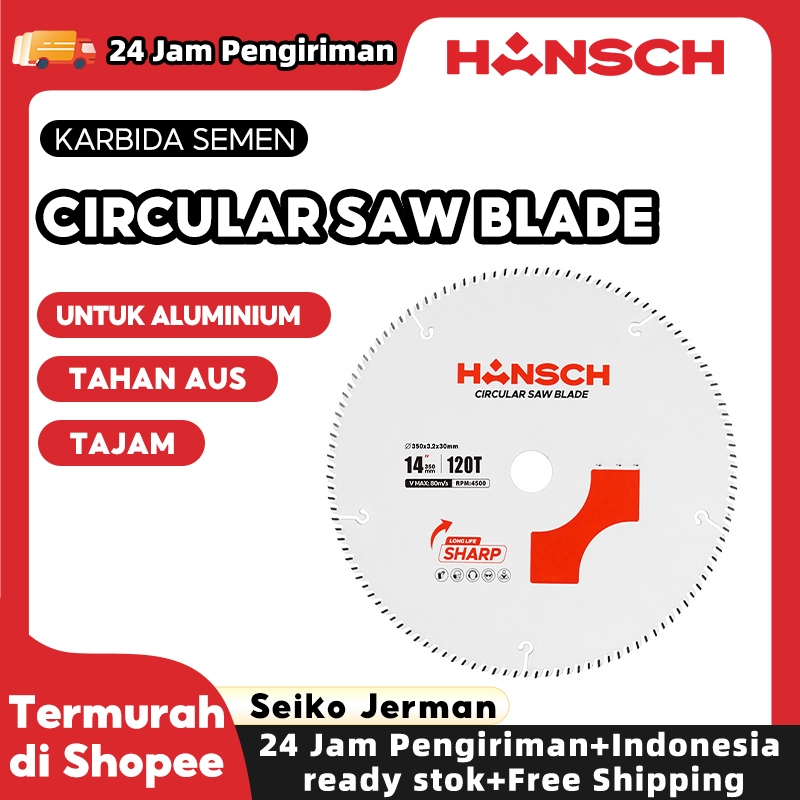 HANSCH Mata Gergaji Potong Aluminium Circular Saw Blade Alat Potong Besi 10/12/14inch