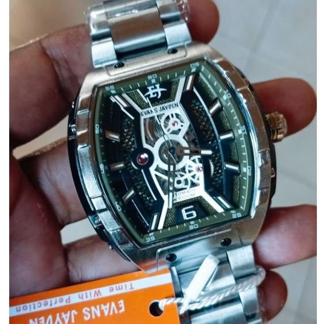 JAM BRAND LOKAL INDONESIA. EVANS JAYDEN AUTOMATIC. STAINLESS SHAPPIRE GLASS BARU