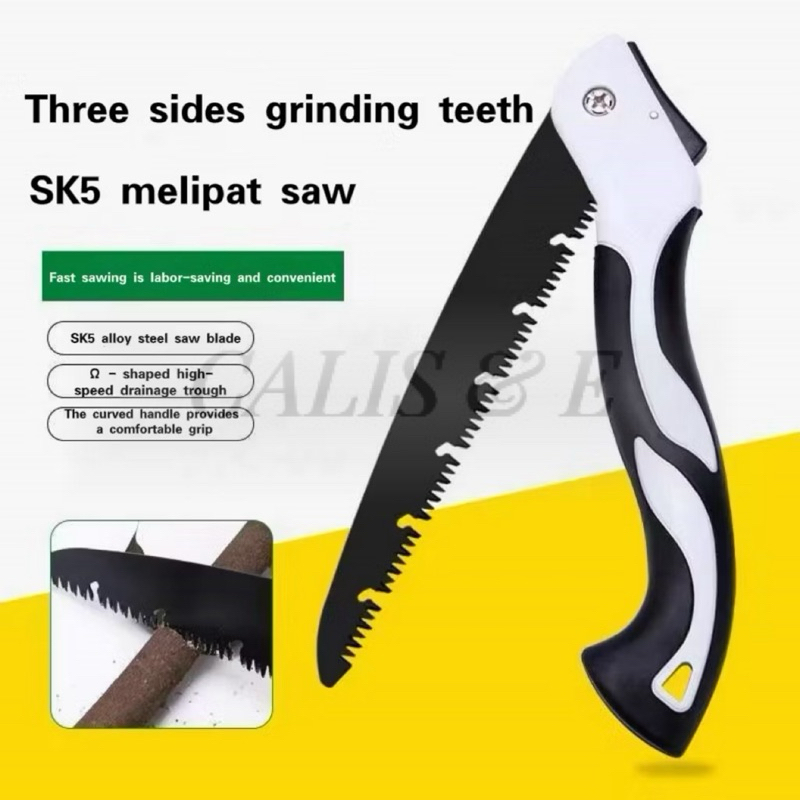 Gergaji Lipat Kayu Besar Baja SK5 Saw Anti Karat Portable Multifungsi / Gergaji Tangan Lipat Pisau B