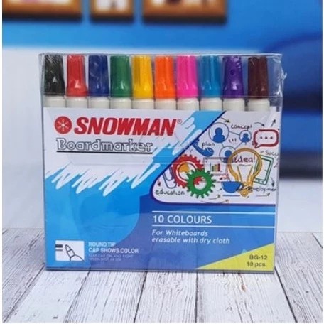 

SNOWMAN - SPIDOL NON PERMANENT / SPIDOL PAPAN TULIS / SPIDOL MARKER (BG-12) 10 WARNA