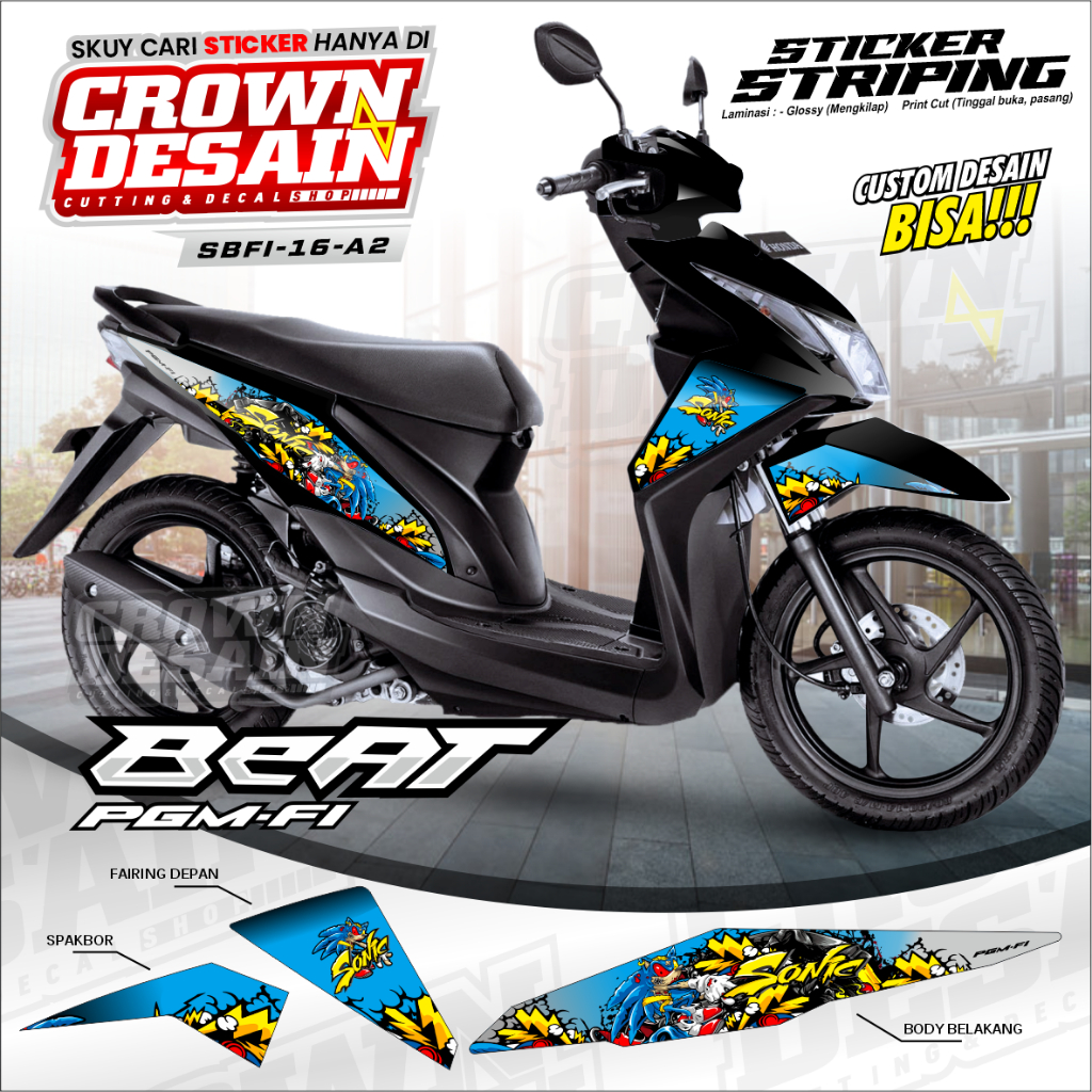 Stiker Striping Honda Beat FI Variasi Stiker, Striping Beat Fi, Custom Desain Semifull