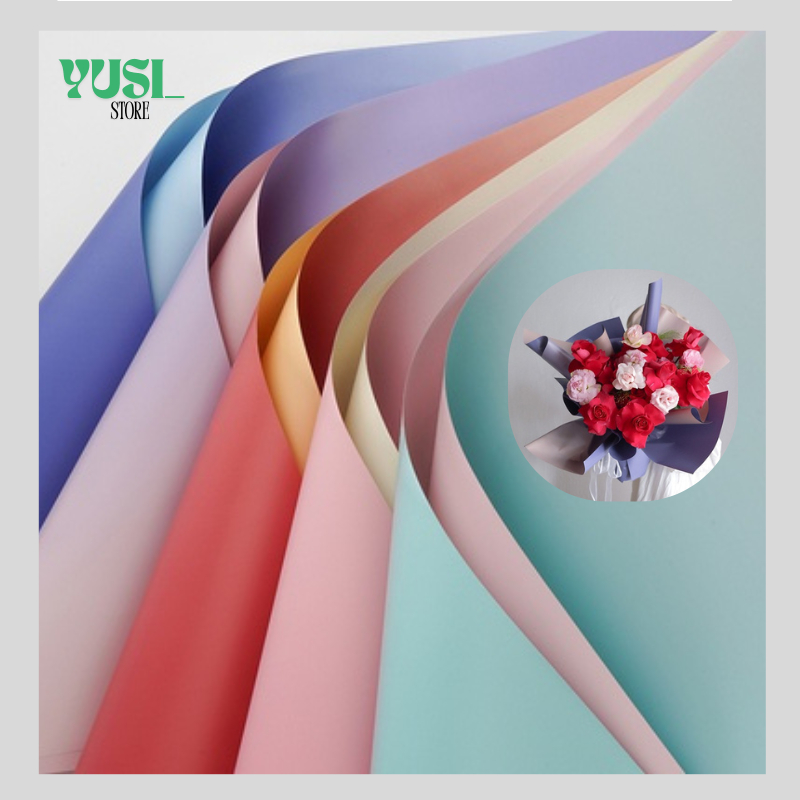 

Kertas Buket Bunga Gradasi Rainbow Waterproof Flower Wrapping Cellophane Gradient Matte Double Border KB034