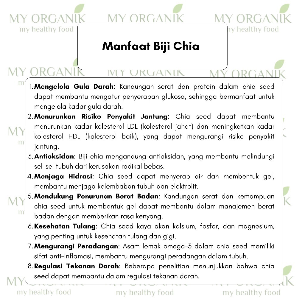 

My Organik Chiaseed Organik Chia Seed Premium Quality 500gr