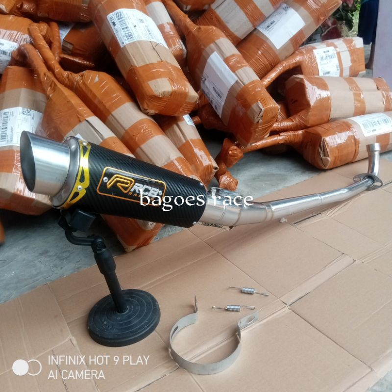 knalpot recing RCB karbon untuk motor Supra 125 Jupiter Revo Astra grand Revo lama