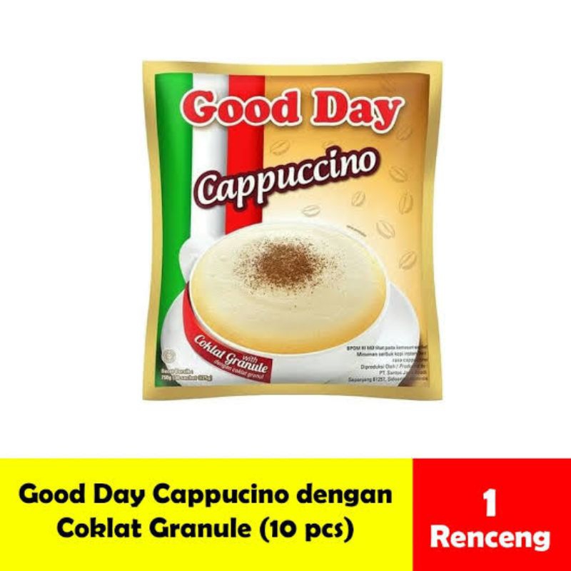 

Good Day Cappuccino 1 Renceng [ 10 Sachet x 25g ]