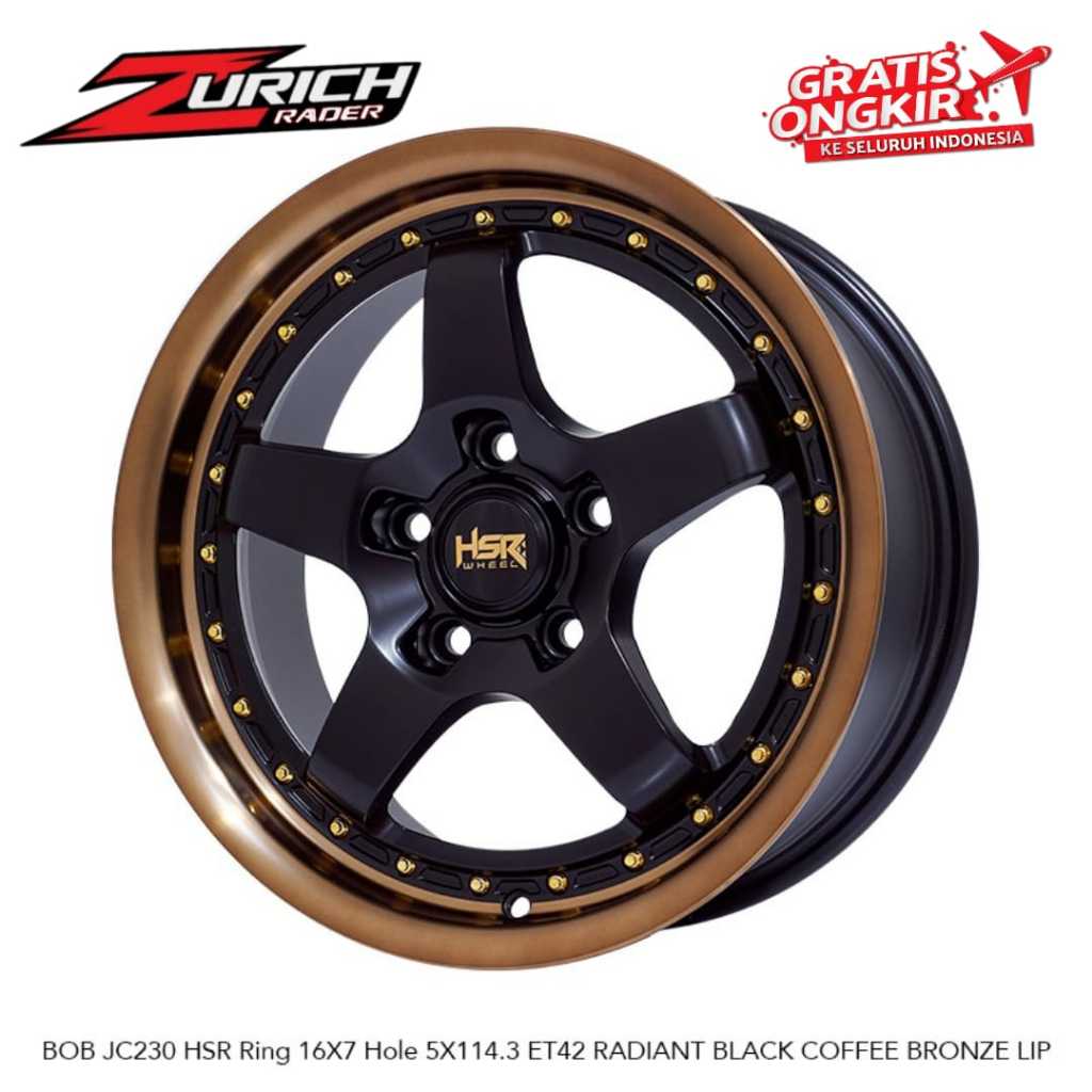 Velg Hsr Wheel Bob Ring 16 Pcd 5x114 Pelek R16 Untuk Mobil Innova Brv Civic Fd Grandmax Rush Terios