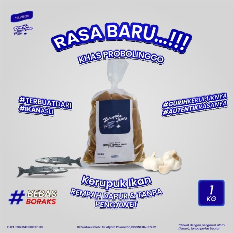 

Krupuk Ikan Mentah Mr Atjipto (1 KG) Gurih & renyah khas Probolinggo