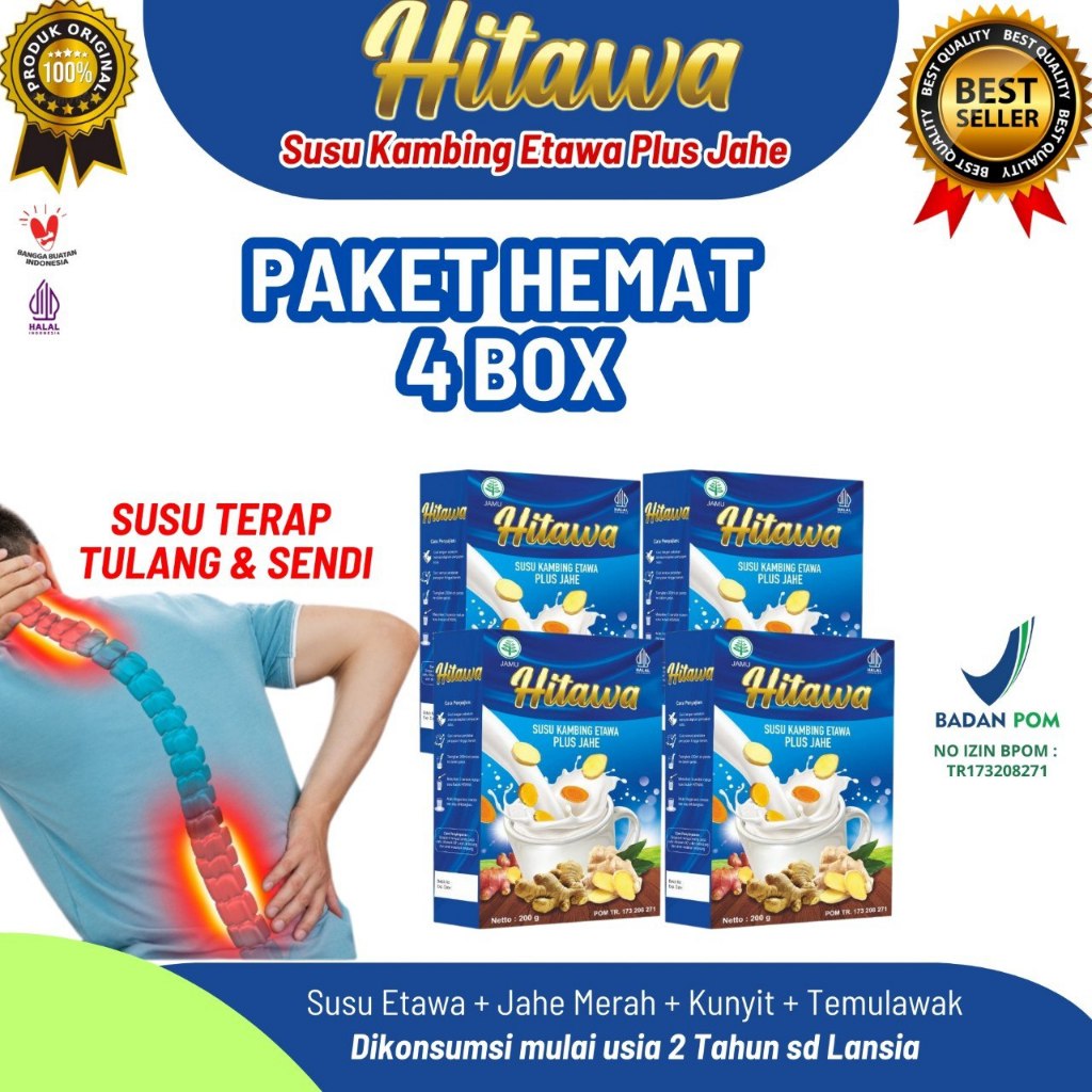 

Paket Bonus 4 box Hitawa Susu Terapi sendi & Tulang