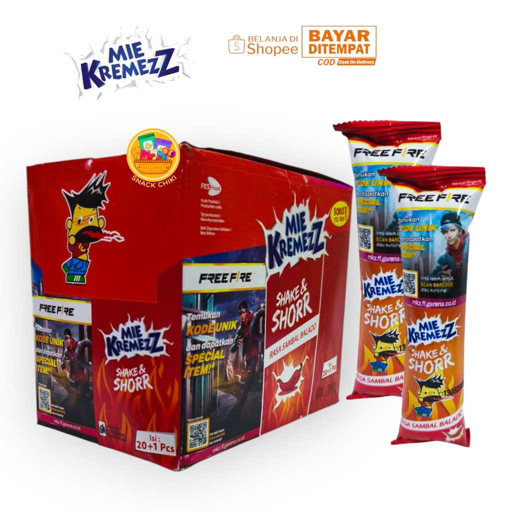 

MIE SHOORR KREMEZZ DENGAN RASA SAMBAL BALADO 1BOX 20+1PCS