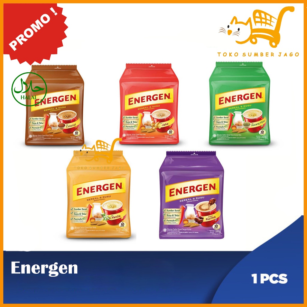 

Energen Cereal Susu & Cokelat / Vanilla / Kacang Hijau / Kurma / Jahe