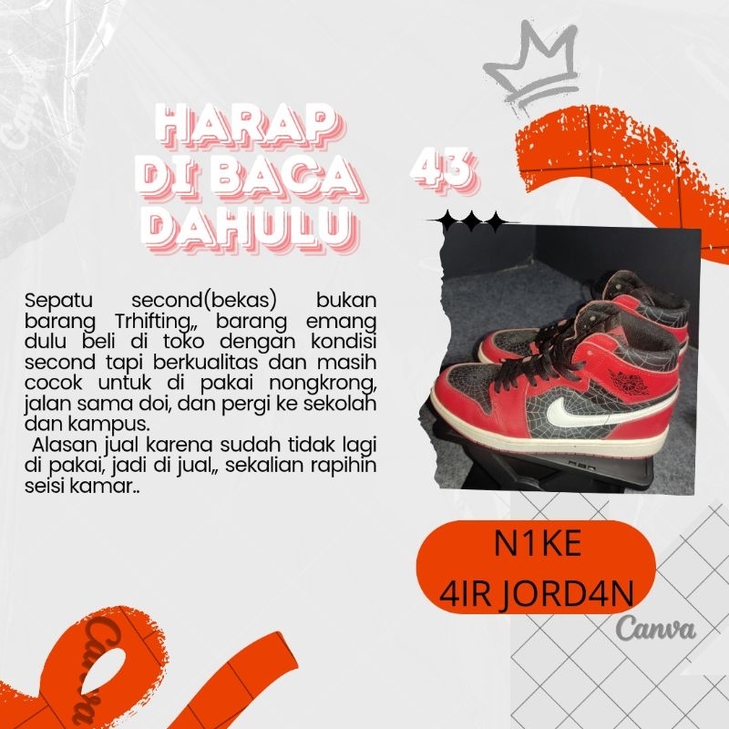 sepatu second N1KE AIR Jordan high spiderman