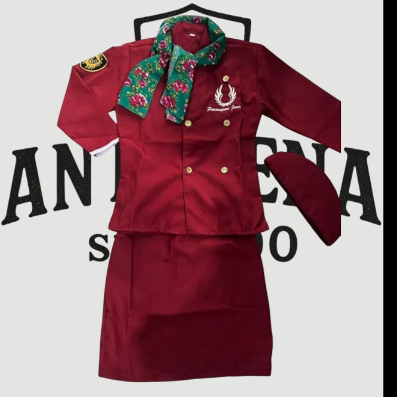 FREE ONGKIR KOSTUM PRAMUGARI ANAK MARON (ROK PENDEK)BAJU PRAMUGARI ANAK MARONMARONBAJU ANAK