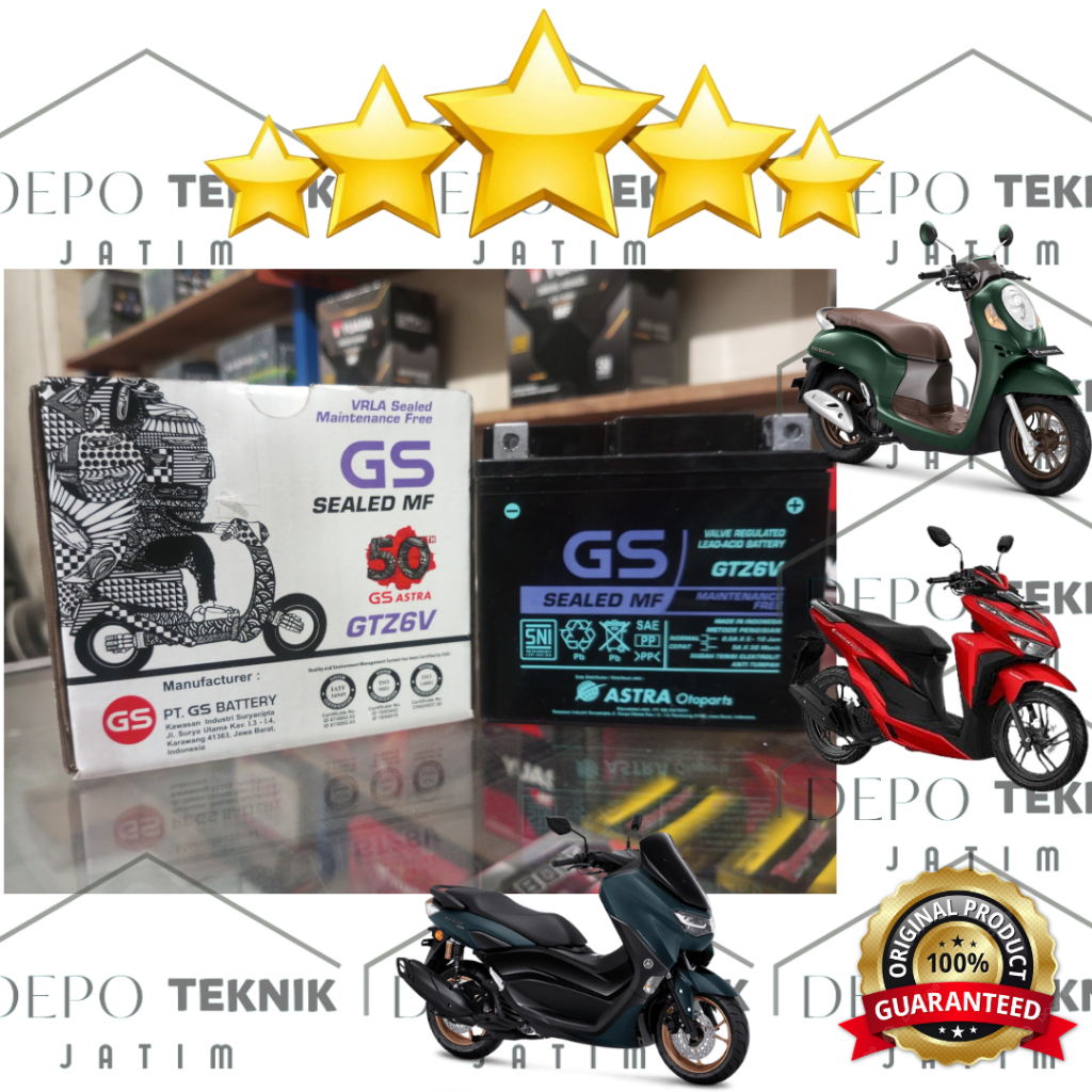 AKI KERING GS ASTRA GTZ6V ORIGINAL, AKI VARIO, SCOOPY, CBR 150, NMAX OLD