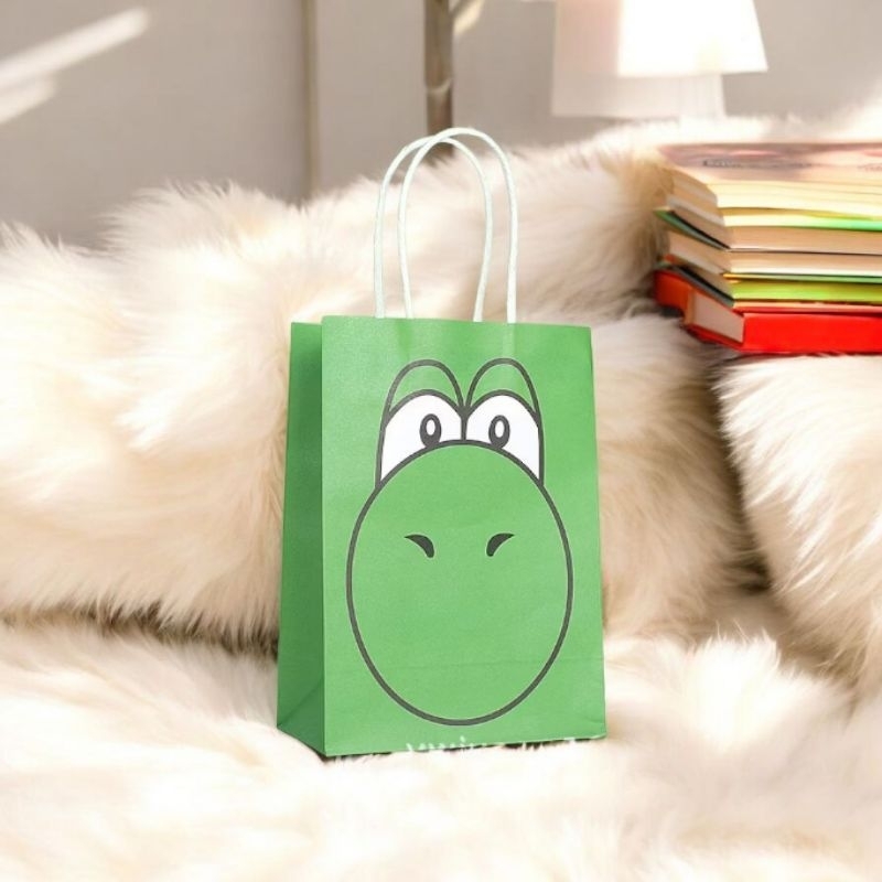 

GREEN /Paper bag/ goodie bag/ tas souvenir ultah anak karakter mario bross