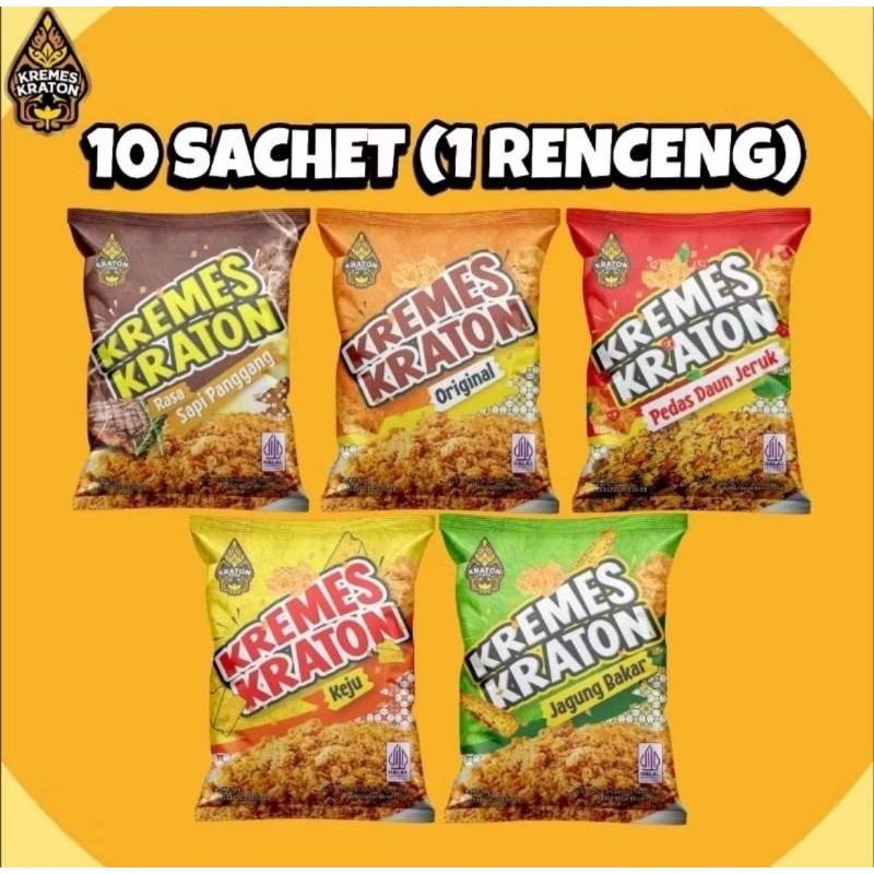 

Kremes Kraton Sachet - Kremes Original/Pedas Daun Jeruk/Keju/Jagung Bakar/Sapi Panggang 16g