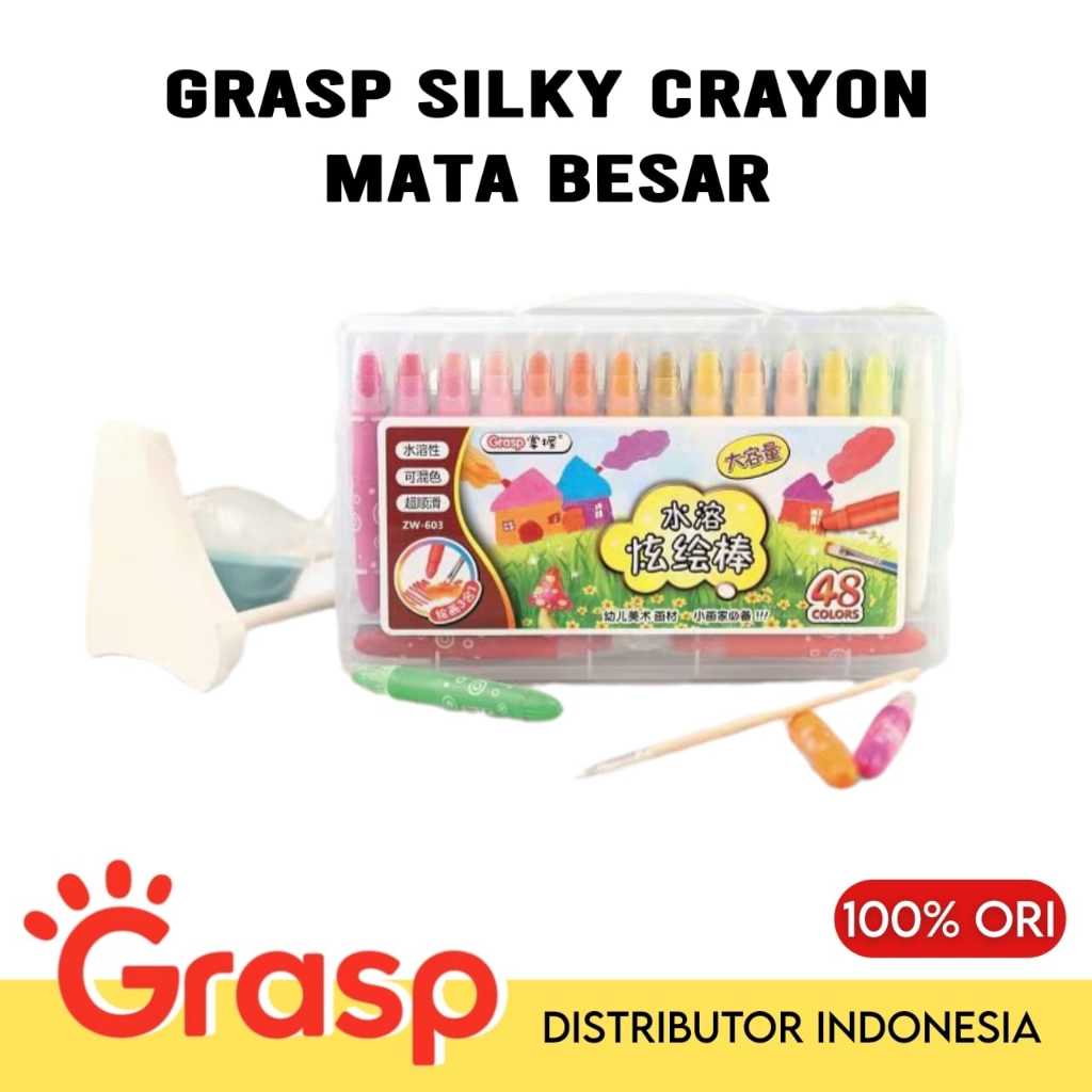

GRASP CRAYON 603/ CRAYON GRASP MATA BESAR JUMBO / SILKY CRAYON / WATER SOLUBLE CRAYON / KRAYON WARNA