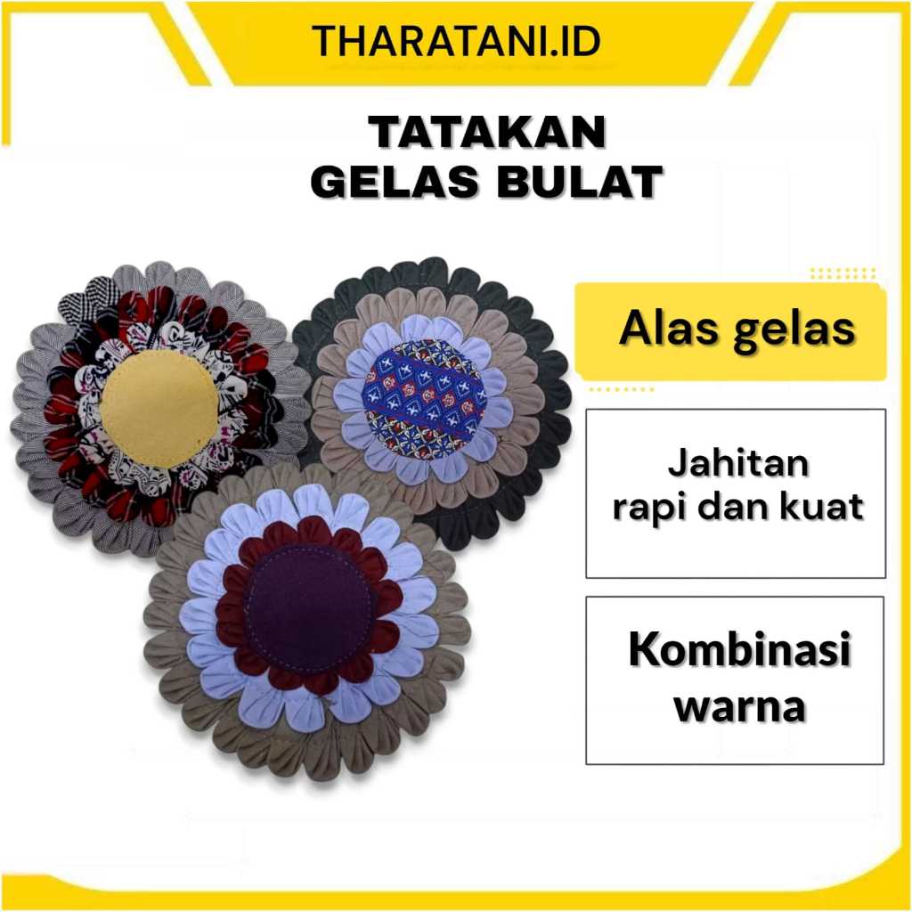 Tatakan Piring Gelas Kain Perca Bulat Alas Piring Magicom Motif Bunga