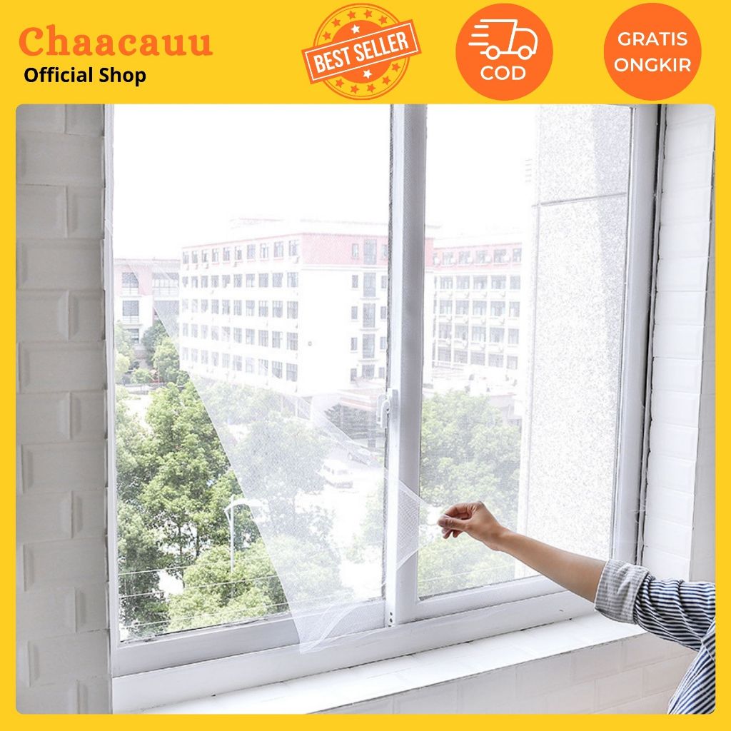 Gorden Jaring Jendela Anti Nyamuk Window Net Mesh 1.3x1.5M / Tirai Jendela Dilengkapi Roll Perekat V