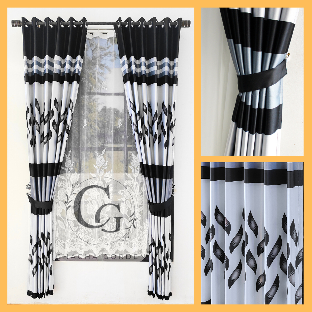 Gorden Jendela Blackout Premium Tebal Aesthetic Panjang 230 Cm Hitam