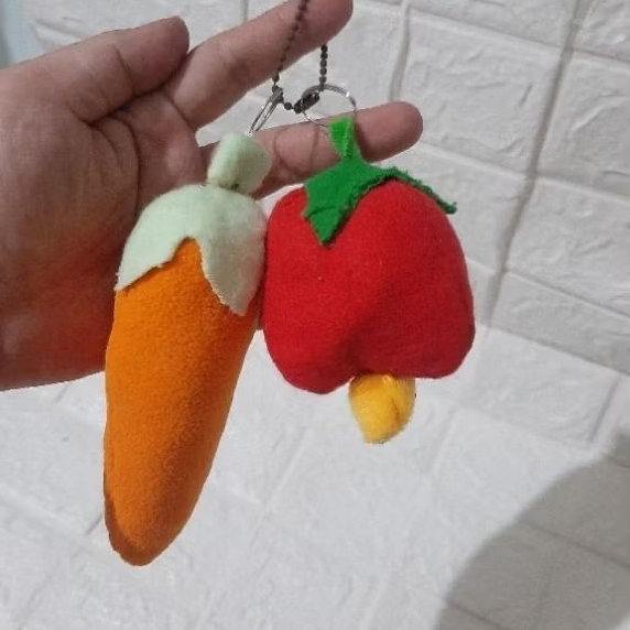 gantungan kunci boneka ganci boneka sayur sayuran lombok wortel buah