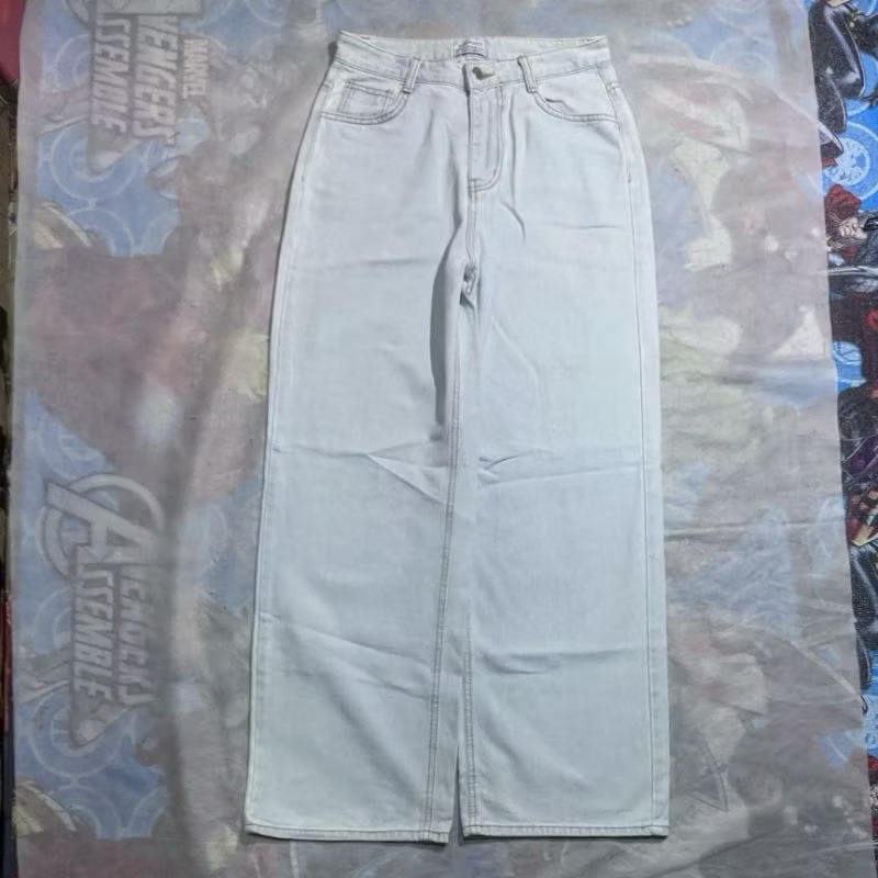 Celana Baggy Light Blue Washed Original Second