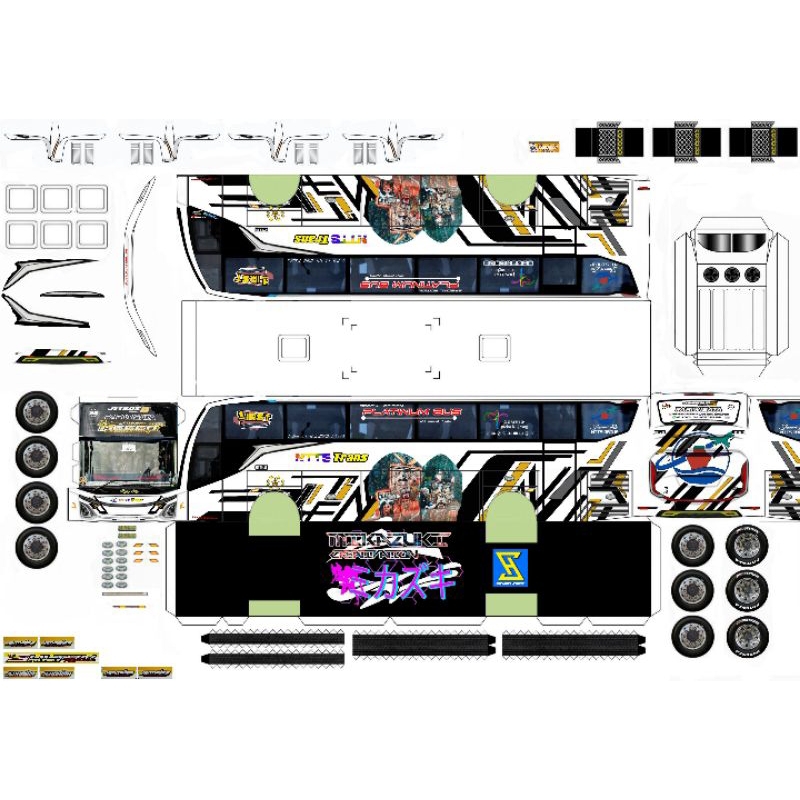 lembaran papercraft bus skala 50 ntts trans mecca laminasi non laminasi