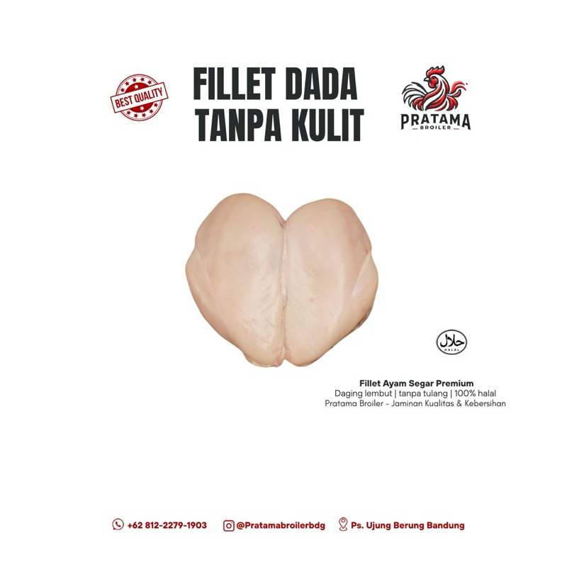 

Daging Boneless Fillet Dada Ayam Fillet 1kg - Pratama Broiler