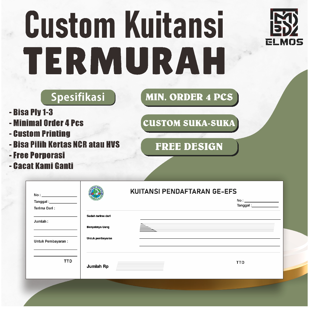 

Kuitansi Custom Suka-Suka | Kwitansi Custom | Kuitansi Termurah Custom | Kuitansi NCR HVS Custom Suka-suka Termurah