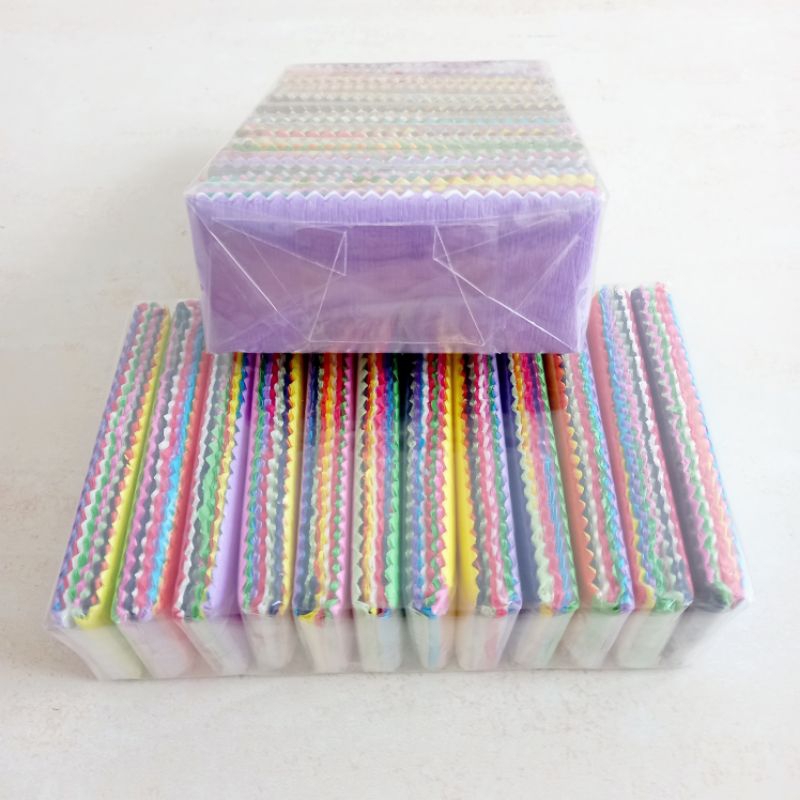 

[ PACK ISI 12 PACK KECIL ] Kertas Krep Crepe Paper Kertas Kreasi Potong Merah Putih / Warna Warni ( Ukuran 11 x 4.5 cm )