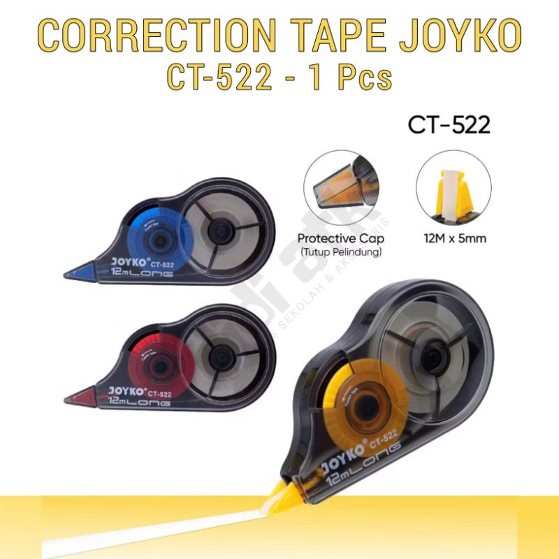 

Pita Koreksi Correction Tape Joyko CT-522 Tipek Kertas 12M x 5mm 1 Pcs